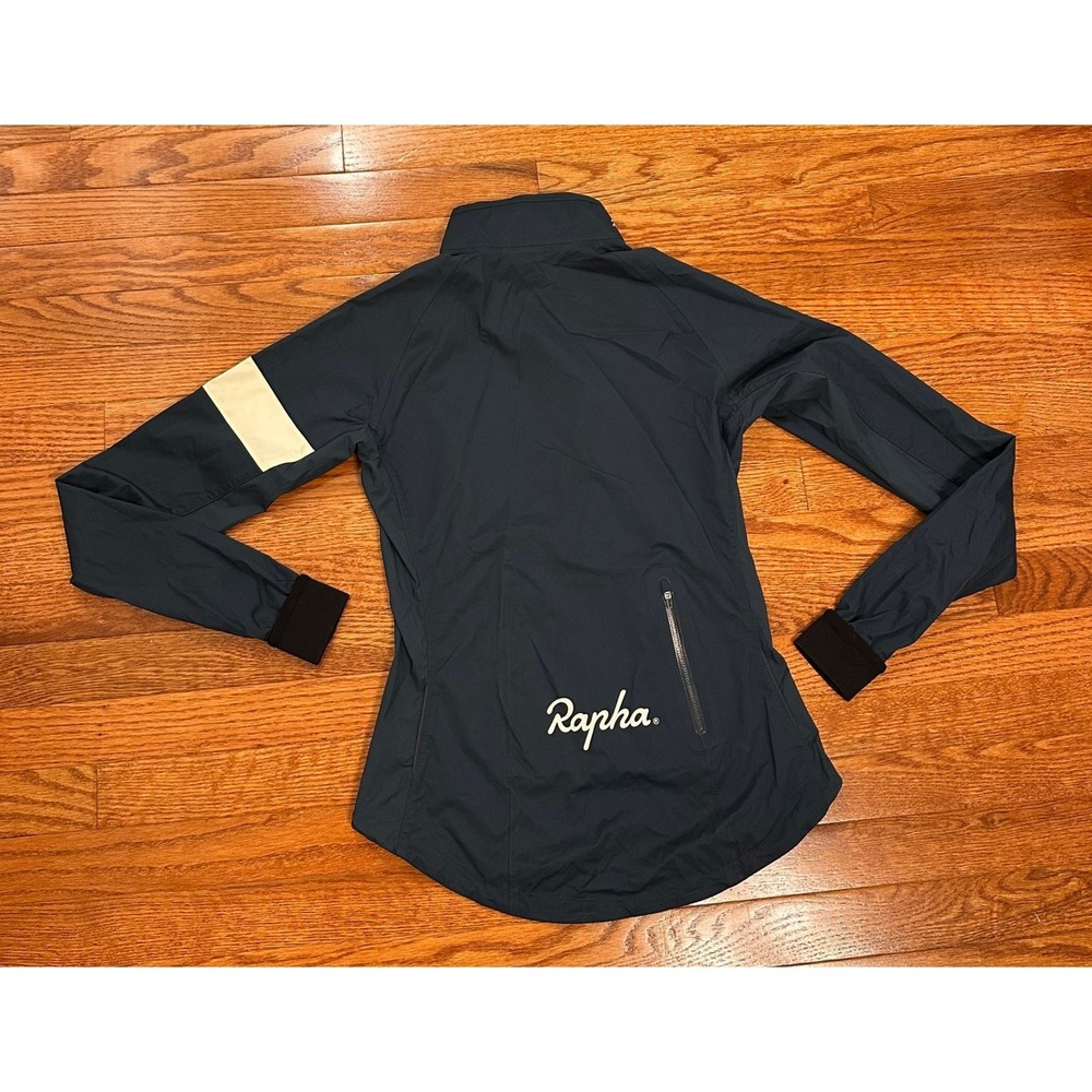 Rapha Rain Jacket Mens XS Dark Green Nylon Slanted Full Zip Waterproof Cycling